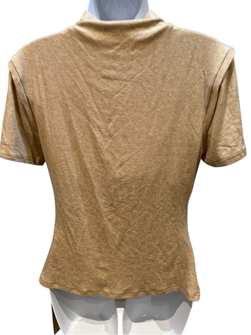 OGL Women's Short Sleeve Built-In Bra Top in Light Beige - Picture 11 of 16